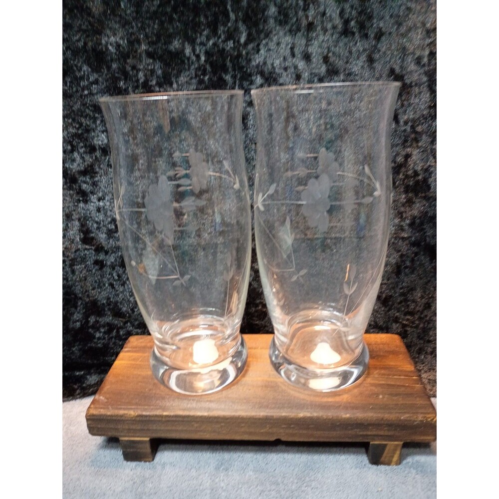 Princess House Heritage Crystal Cooler Glasses Set 2 20oz 7¼" Original Labels - Picture 7 of 8